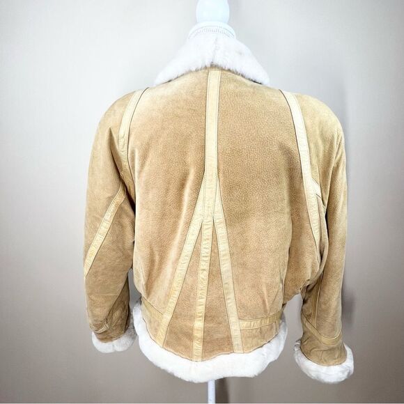 VTG Adventure Bound Wilsons Leather Suede Faux Fur Cropped Bomber Jacket XL - Picture 2 of 15